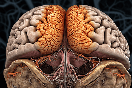 大脑和小脑的横截面背景图片