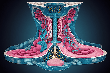 美容系统甲状腺:横断面视图内分泌系统插画