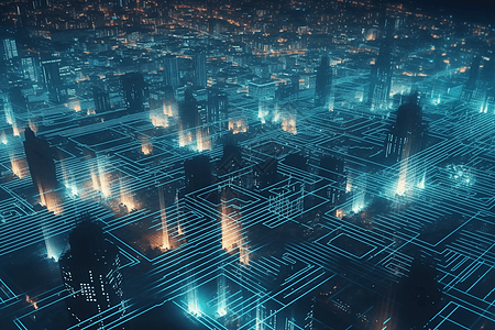 未来城市科技网络图图片