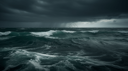 深海海域暴风雨前夕的海面背景