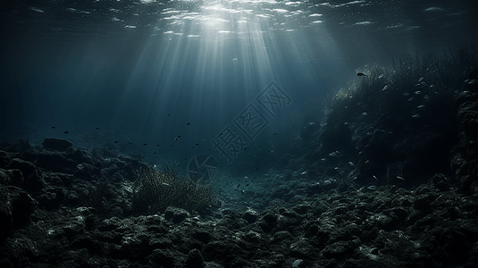 深海海域阴沉的海底背景