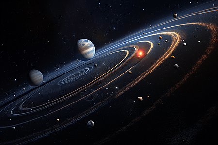 太阳系的视觉游览背景图片