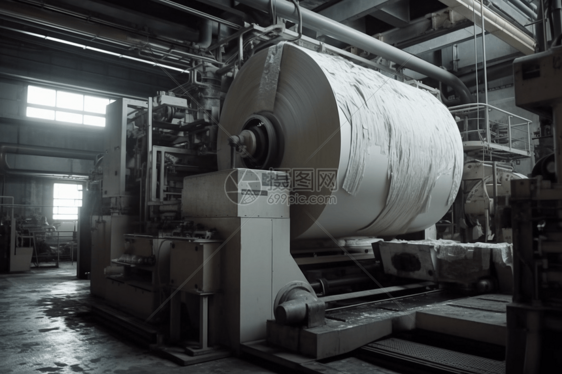 正在运行的造纸厂的复杂机械图片