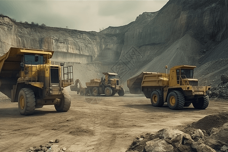 采石场采矿中使用的重型卡车图片