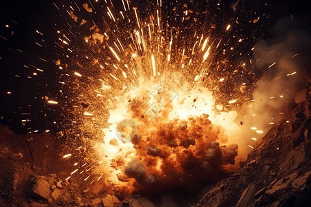 爆炸产生四射的火花图片
