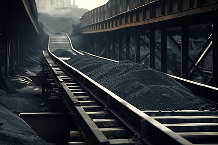 煤矿输送带运输煤炭图片