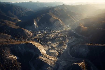 煤矿采集的山脉鸟瞰图片
