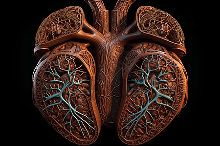 人类肝脏的3D渲染精确地重建了所有复杂的叶和血管图片