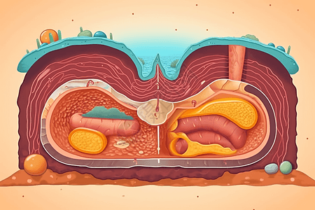 胃的消化过程横截面插图图片
