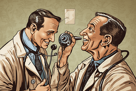 医生用耳镜检查患者的耳朵图片
