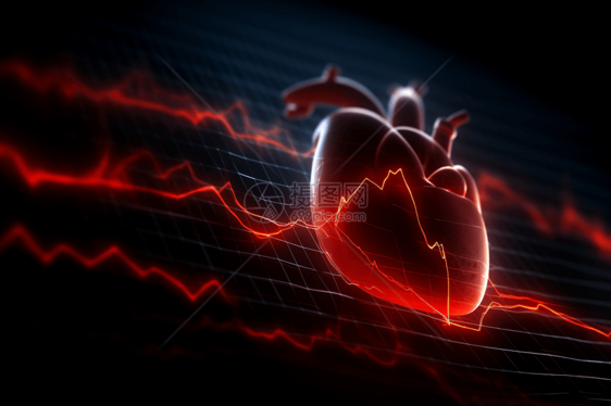 心电图背景里的心脏图片