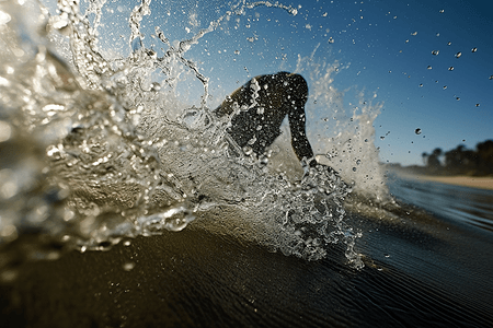 冲浪者在海浪中的特写镜头图片