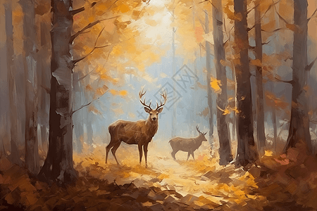 森林里的鹿背景图片