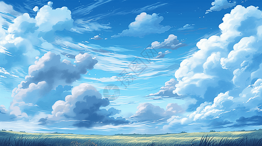 蓝天和白云的宁静景观背景图片