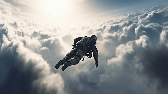 跳伞运动员在天空中图片