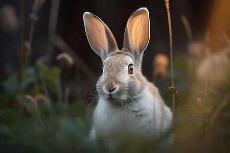 草丛中可爱的兔子图片