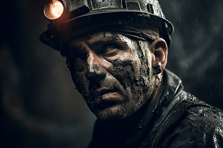 眼神深邃的煤矿工人图片