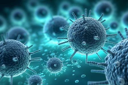 蓝色病毒细胞图片