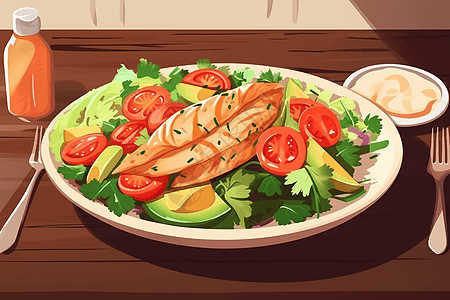 鸡肉蔬菜沙拉图片