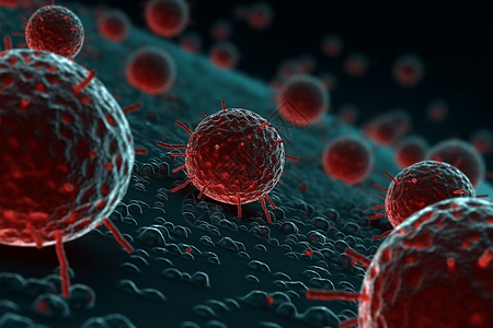 红色微观病原体背景图片