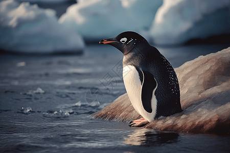 白雪皑皑北极的企鹅图片