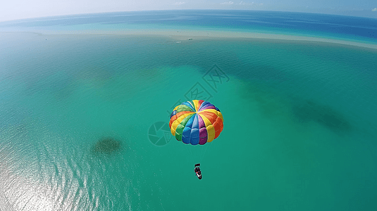 彩色降落伞在天空高清图片