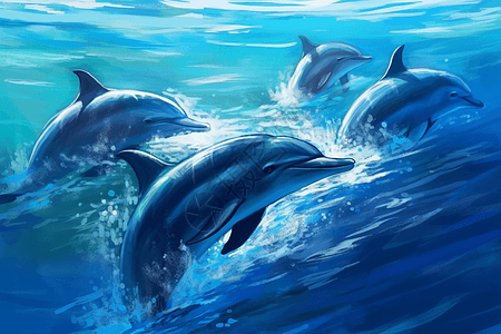 海豚在明亮的海洋中图片