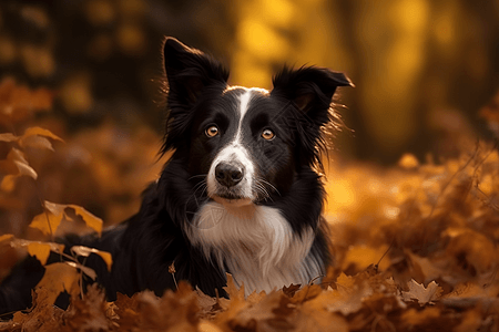 边境牧羊犬在郊外图片