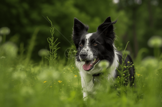 田园中的边境牧羊犬图片