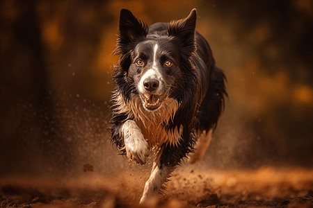 边境牧羊犬在郊外奔跑图片