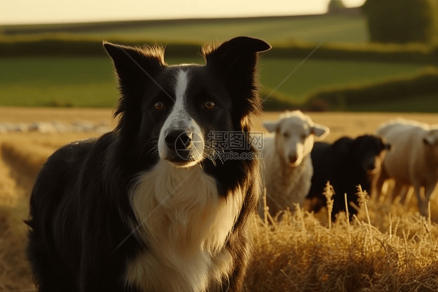 努力工作的边境牧羊犬图片