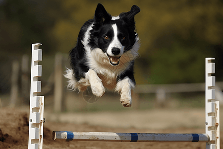 边境牧羊犬跨越障碍图片