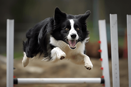 边境牧羊犬敏捷跨越障碍图片