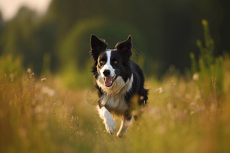 边境牧羊犬在玩耍背景图片