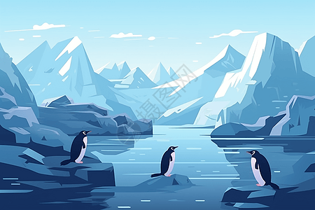 南极冰冷可爱企鹅图片