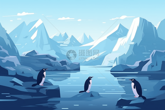 南极冰冷可爱企鹅图片