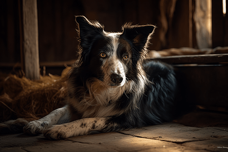 农舍中的牧羊犬图片