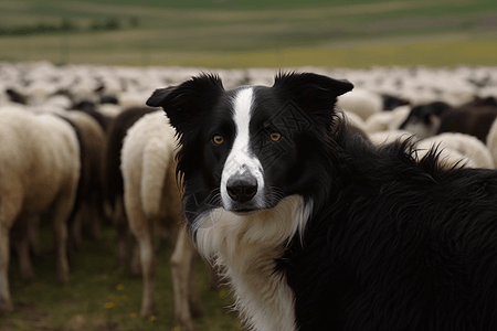 边境牧羊犬在放牧图片