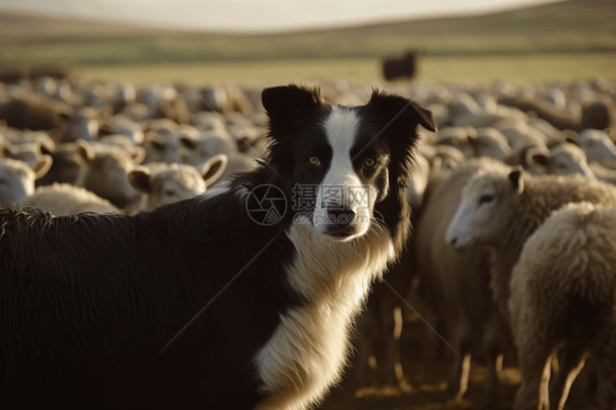 边境牧羊犬放牧图片