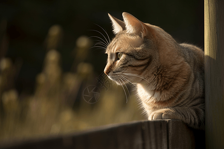 户外的小猫动物栅栏高清图片