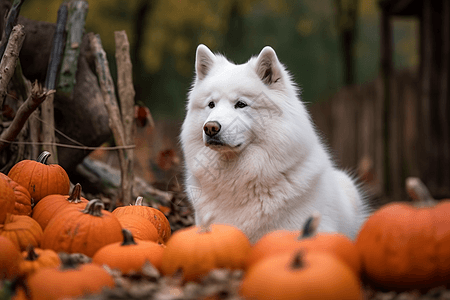 萨摩耶犬在户外图片