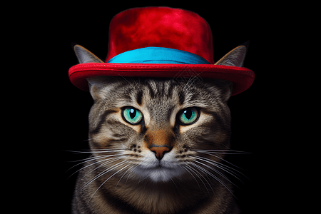 可爱的猫咪带着帽子图片