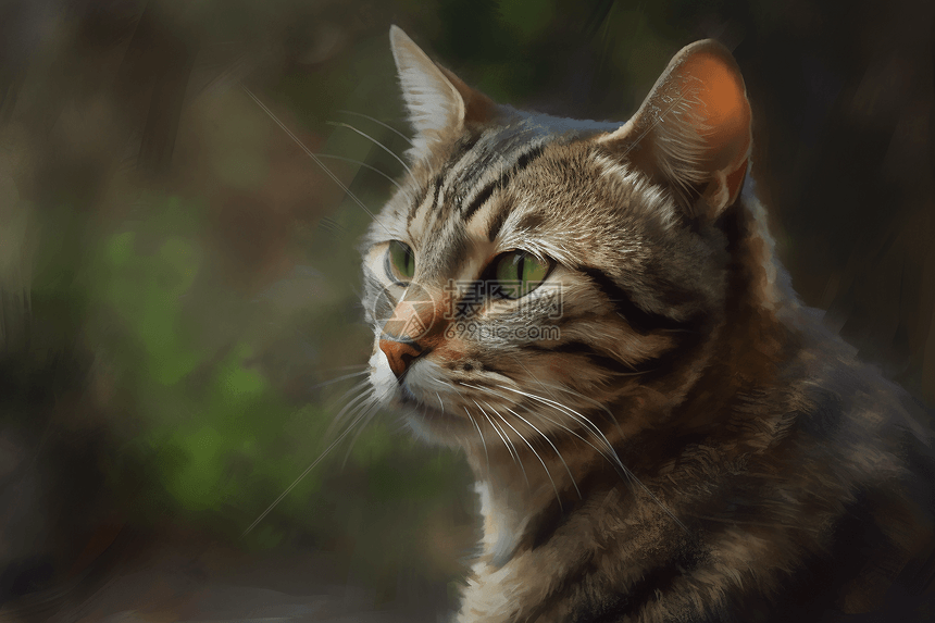 可爱虎斑猫的肖像图片