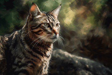可爱的虎斑猫背景图片