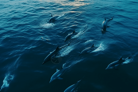 大海中的海豚背景图片