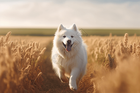 快乐的萨摩耶犬图片