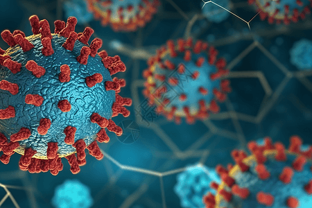 3d抽象covid 19病毒细胞图片