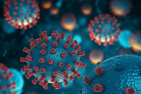 3d抽象covid 19病毒细胞图片