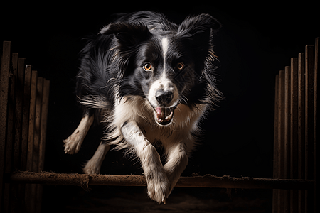 跳跃障碍的狗背景图片