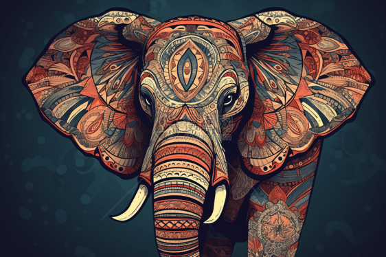 复杂图案和大颜色的大象图片